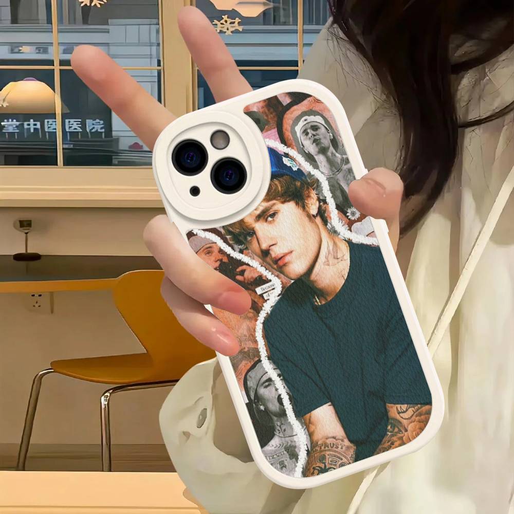 Funda de Cuero para Teléfono Justin B-Bieber Cantante Para IPhone 16 15 14 16E 13 12 11 Pro Max Plus