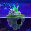Safe PVC Resin Ornament Floating Rock Aquarium Decoration, Realistic Moss with Shrimp Resting Shelter Cave, Fish Tank Hideout for Betta Guppy