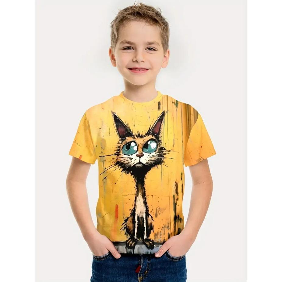 Boys' Short Sleeved T-shirt Summer New 3D Printed Children's Clothing T-shirt