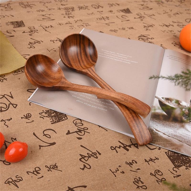 Hanging Wooden Cooking Spoon With Heat Resistant Handle Nonslip Wooden Ladle For Soup Stirring Serving