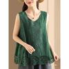DIMANAF 2025 Summer Women Sleeveless T-Shirt Basic Fashion Tops Tees Casual Loose Green Tees