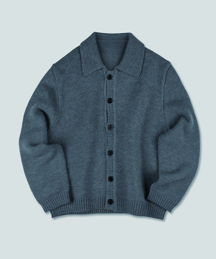 GRAPH PLATFORM Minimal Ribbed Collar Cardigan