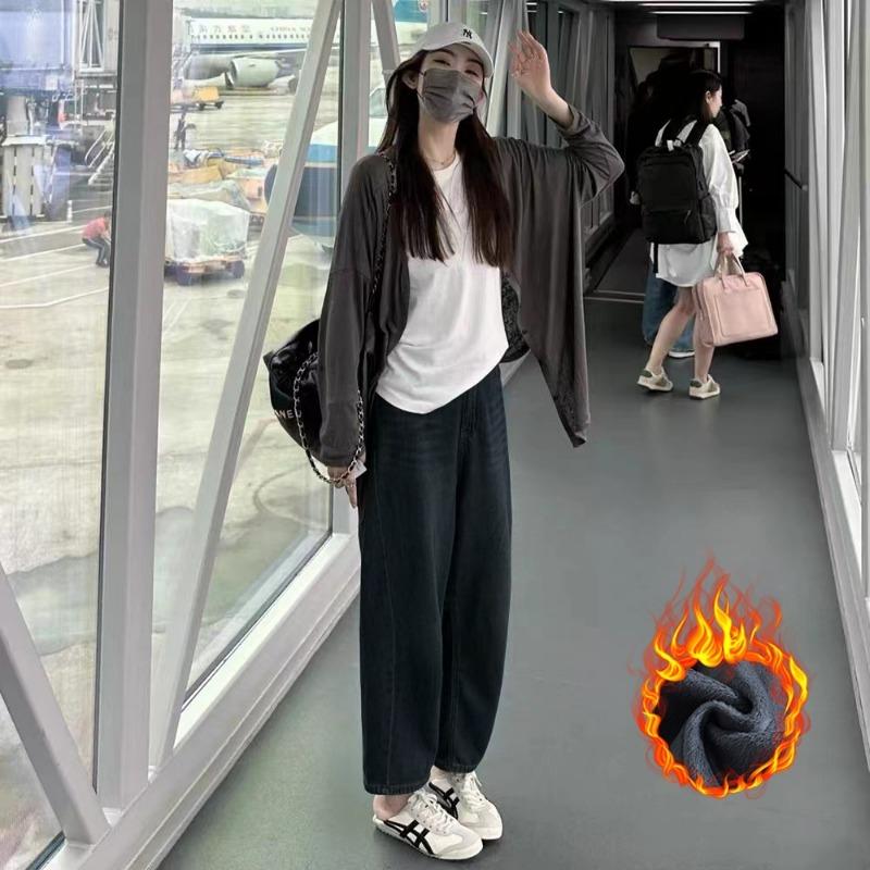 

5 #джинсы для беременных флис зимние с карманами брюки Харлан брюки-серп свободные длинные брюки XXL