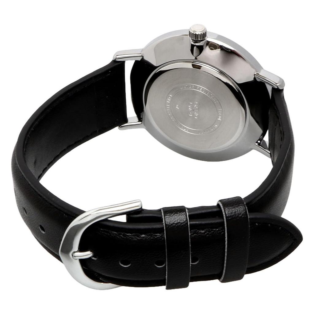 CASIO Quartz Men's Watch MTP-VT01LM-7A White Marble × Black Leather Band