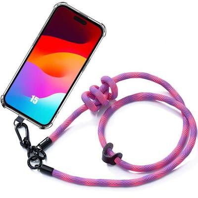 Hülle mit Trageband - E.F.CONNECTION - für iPhone 15 - Verstärkte Eckenschutz - Kratzfest - Rosa