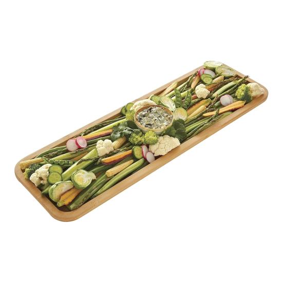 Bamboo Rectangular Cutting Board Tray with Clear Locking Lid Single Compartment Cheese Fruit Nuts Meats Picnics Parties Food Tray