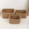 3 Pièces Panier de Rangement Rond Doux en Paille Tressée à la Main en Corde de Papier pour Organiser Bacs de Rangement Décoratifs Boîte de Rangement de Bureau
