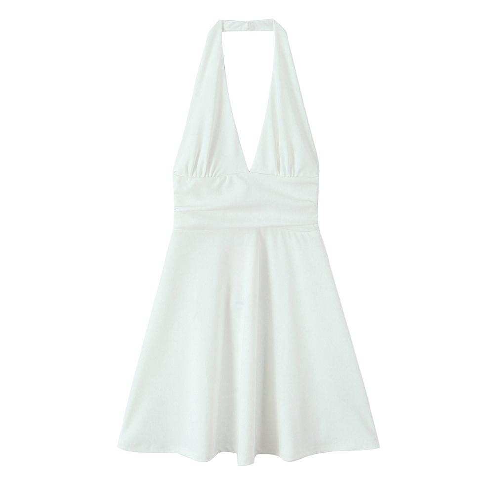 

Женское облегающее платье с халтером, V-образным вырезом и открытой спиной, весна/лето 2025 Large белый