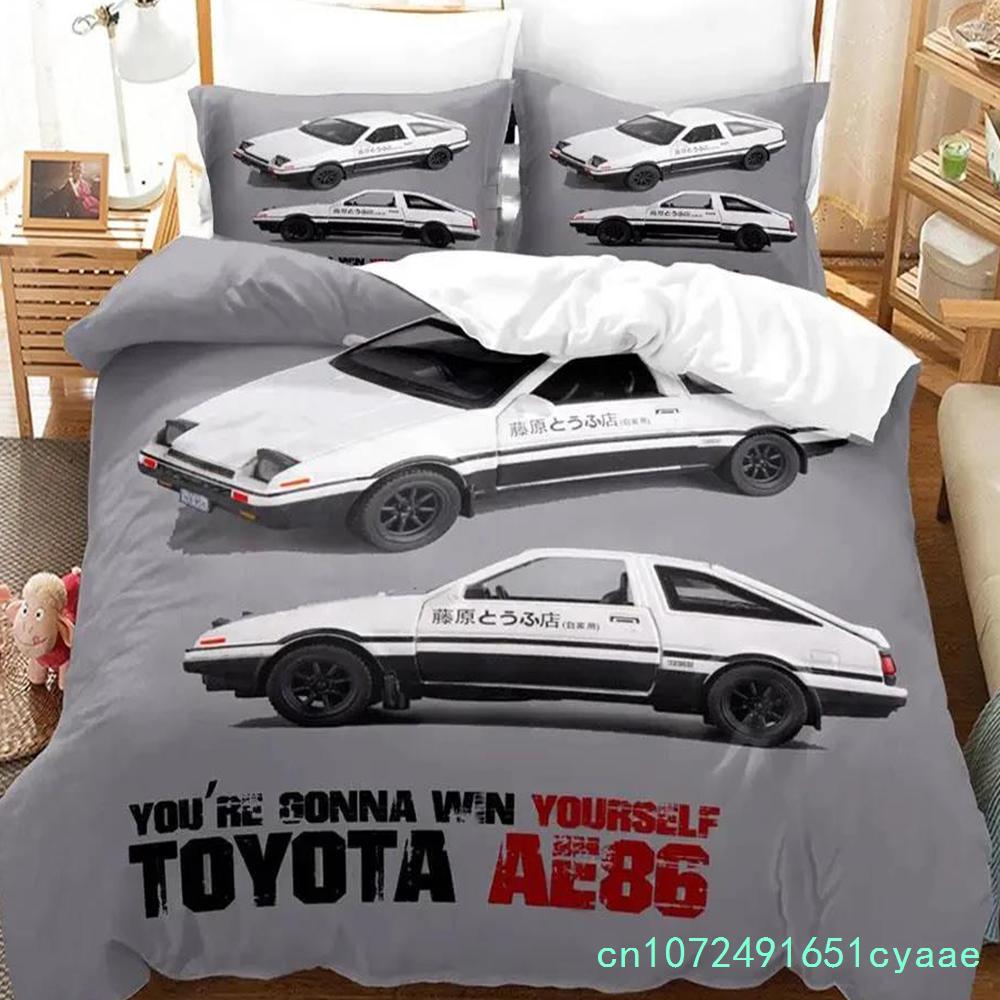 Initial Ae86 Jungen Schlafzimmer Bettwäsche Set Einzelbett Twin Full Queen King Size Aldult Bettbezug 3D Anime Bettlaken Set