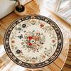 Elegant Rose Round Rug Victorian Floral Ornate Border Design Soft Non-Slip Mat Romantic Home Decor Carpet for Living Room