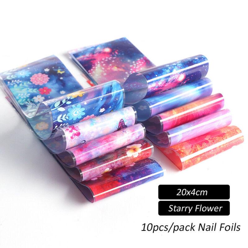 Folii pentru unghii Autocolante de transfer Decalcomanii Floare holografică Nail Art Starry Paper DIY