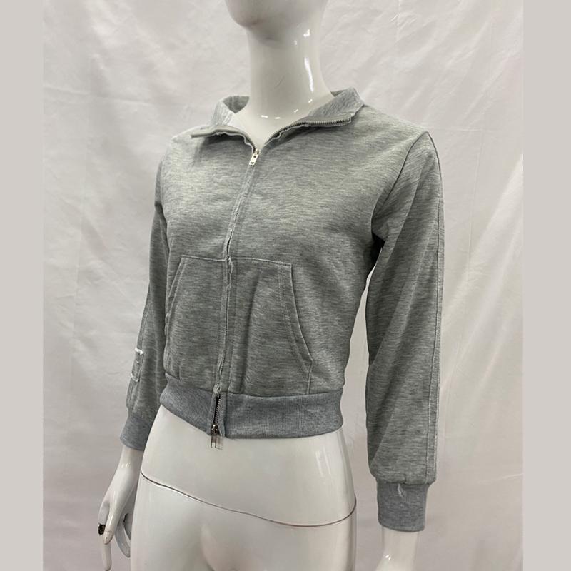 European and American casual slim fit spicy girl patch embroidery zipper jacket