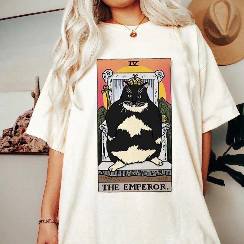 Fashion Tarot Cat Kawaii Womens Tshirt Womens Tshirt Cartoon Cute Pattern Tshirt Short Sleeve T Shirt Womens Plus Size S