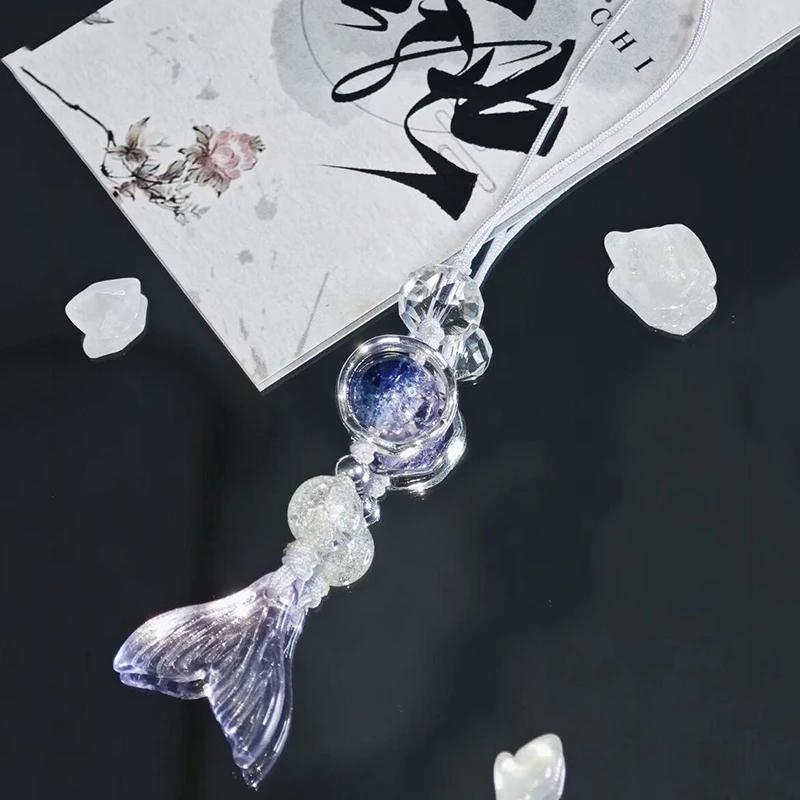 

Game Love and Deepspace Rafayel Cosplay Couple Phone Chain Fish Tail Pendant Keyring Bag Keychain Jewelry Prop Accessories Gift