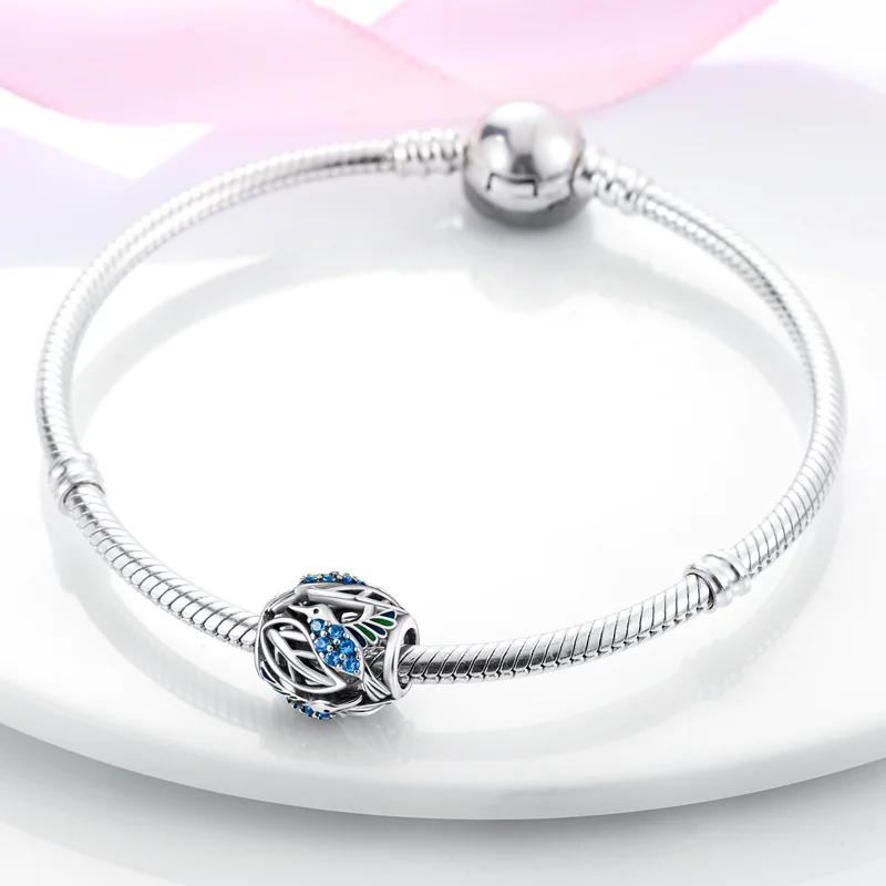 Spring Blue Zircon Bird Bead Charms copper Authentic Bead Charms Compatible With Authentic Charm Bead Charms Bracelets Bead Charms Jewellery Gifts Ide