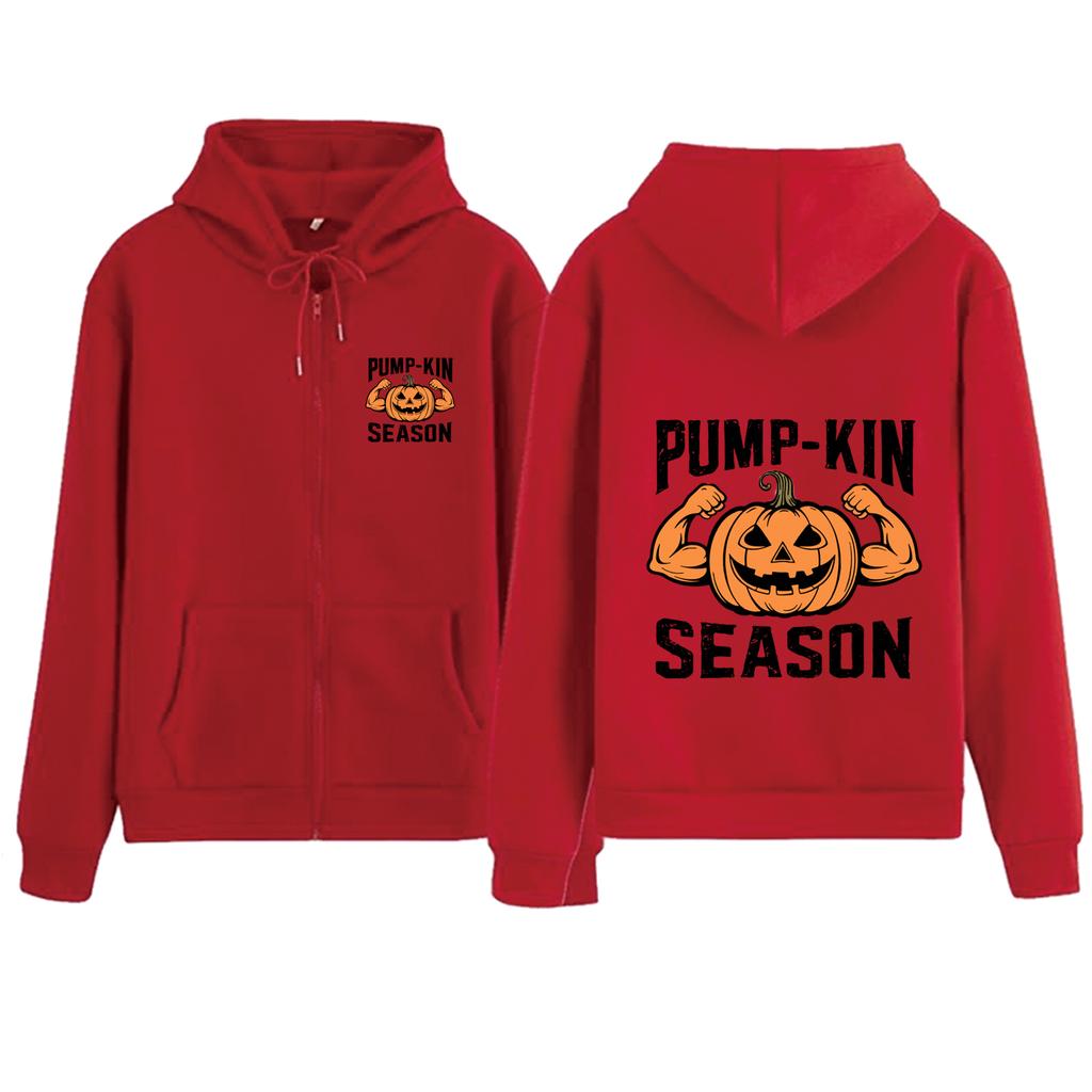 Halloween Funny Pumpkin Zipper Hoodie Harajuku V-Neck Pumpkin Season Sweatshirts Gymmer Halloween Streetwear