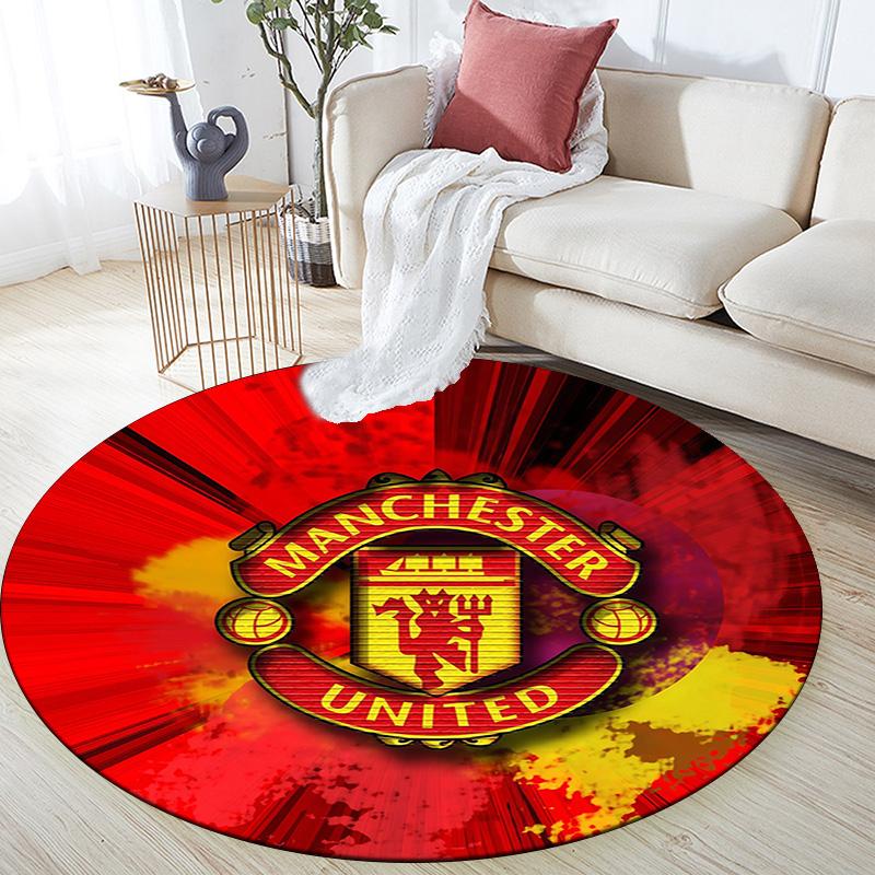 Man Utd2 Round Area Rug,Carpet Rug for Living Room Bedroom Sofa Playroom Decor,Non-slip Floor Mat