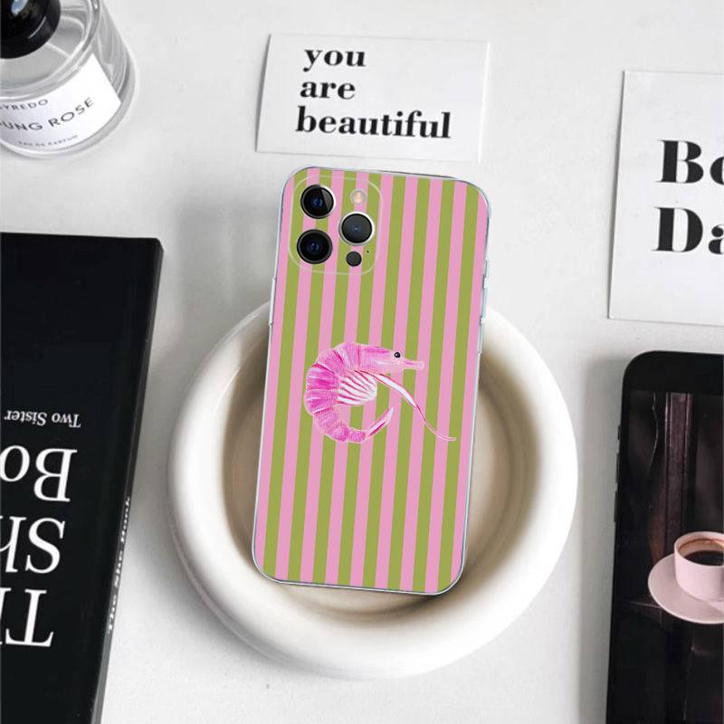 Cute Marine Seafood Phone Case For iPhone 17 16 15 11 12 14 13 Pro Max Mini X XS XR 7 Plus 16E Shockproof Silicone Cover Fundas