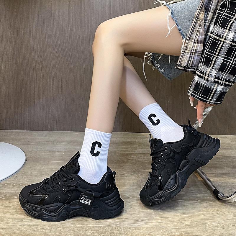 Showing feet little dad shoes women's spring and autumn new versatile breathable mesh platform sneakers summer
