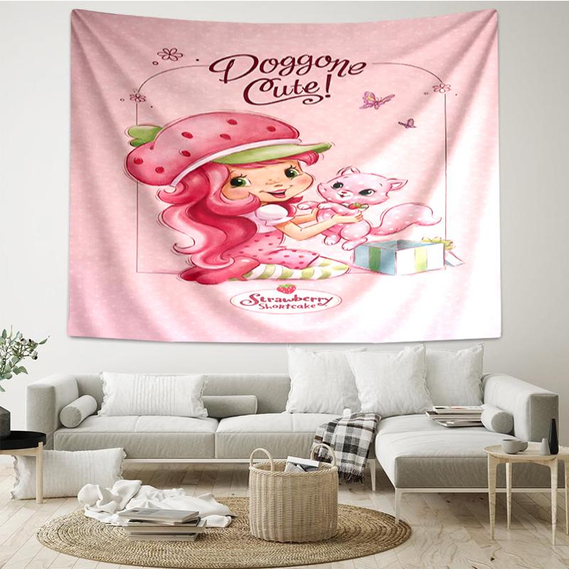 Straw-berry Sweet Moment Quick-Dry Tapestry Hanging for Bedroom,Livingroom, Playroom,Decor Art Room Wall Tapestry Holiday and Birthday Gifts