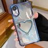 Heart-shaped Mirror Electroplated TPU + Acrylic Phone Case with Holder