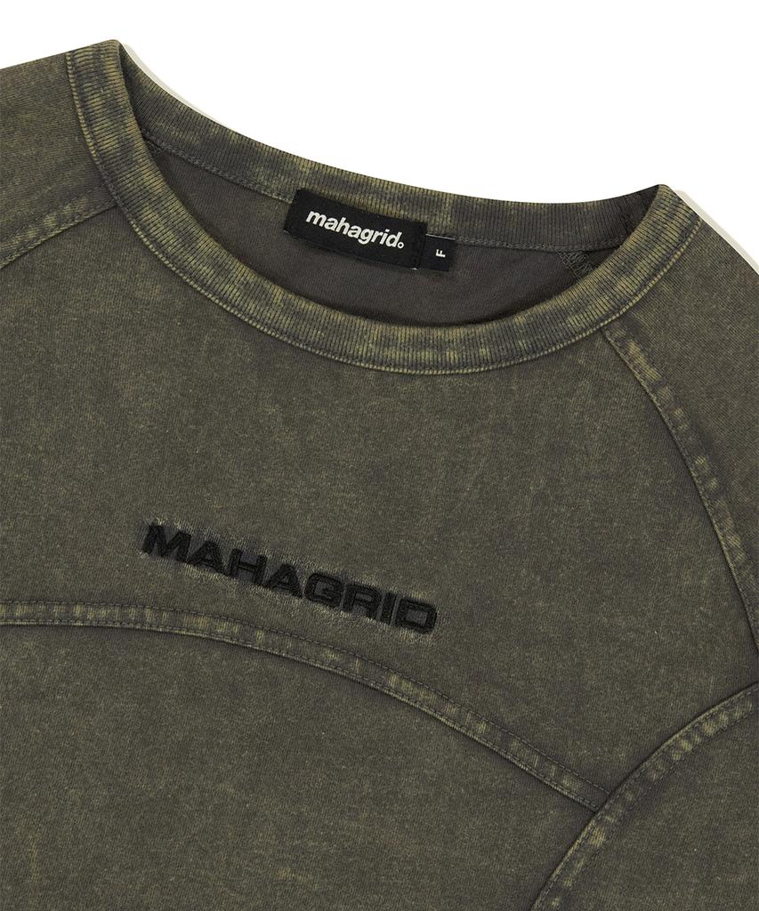 MAHAGRID Washed Curved Tee Charcoal(Mg2Fmft588A)