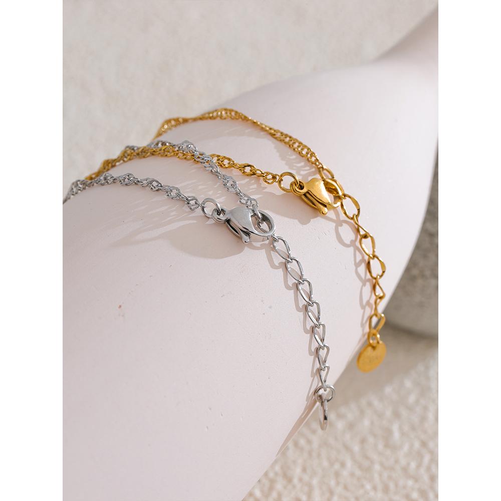 Yhpup Thinner Stainless Steel Metal Chic Chain Bracelet Bangle Water Resistant 18K PVD Plated Stylish Wrist Jewelry Bijoux