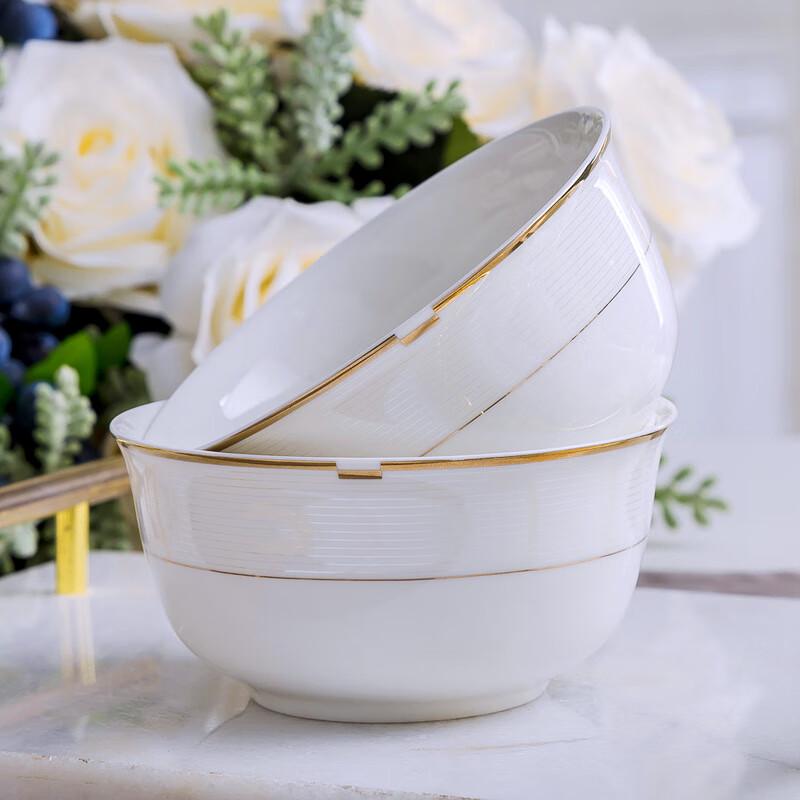 Ruhan 28-Piece Ceramic Dinnerware Set with Gold Rim