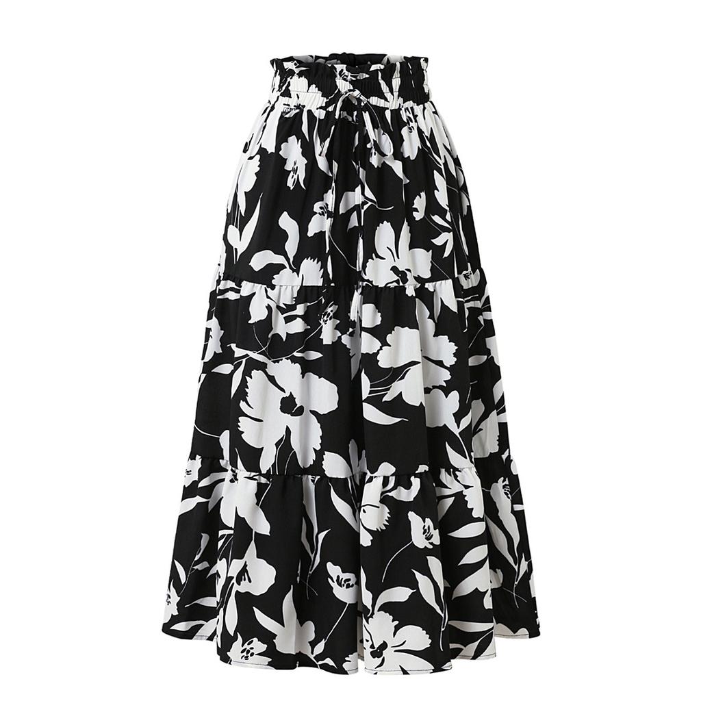 YYFS Women's Flower Pattern Print Casual Summer Spring Skirts