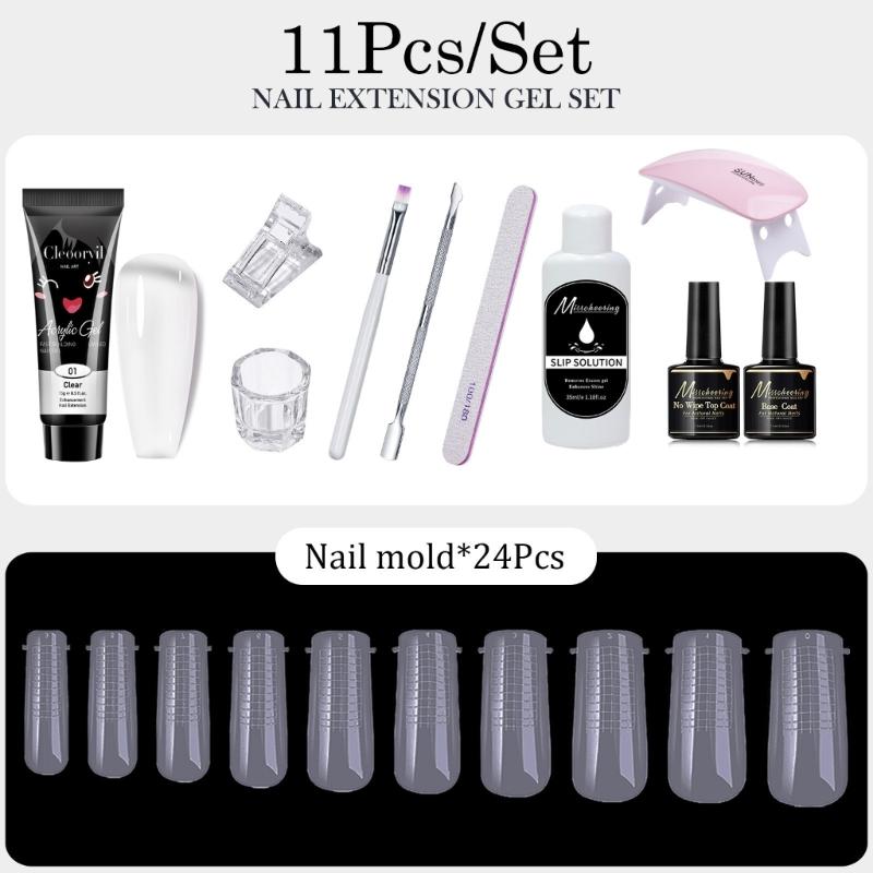 11Pcs Professional Nail Extension Kit With 15Ml ABS Gel For Long Lasting Manicure