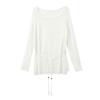 Sancai Women's Lyocell Blend Lace-Trim Hollow Knit Sweater