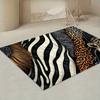 Animal Print Area Mat Non Slip Machine Washable Polyester Flannel Zebra Leopard Pattern Living Room Bedroom Office Holiday Decor