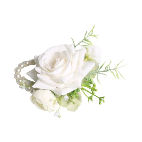 Artificial Wedding Corsage And Boutonniere Set Silk Flower Wrist Corsage And Lapel Pin for Bridal Party Business Opening Ceremony Guest Flower