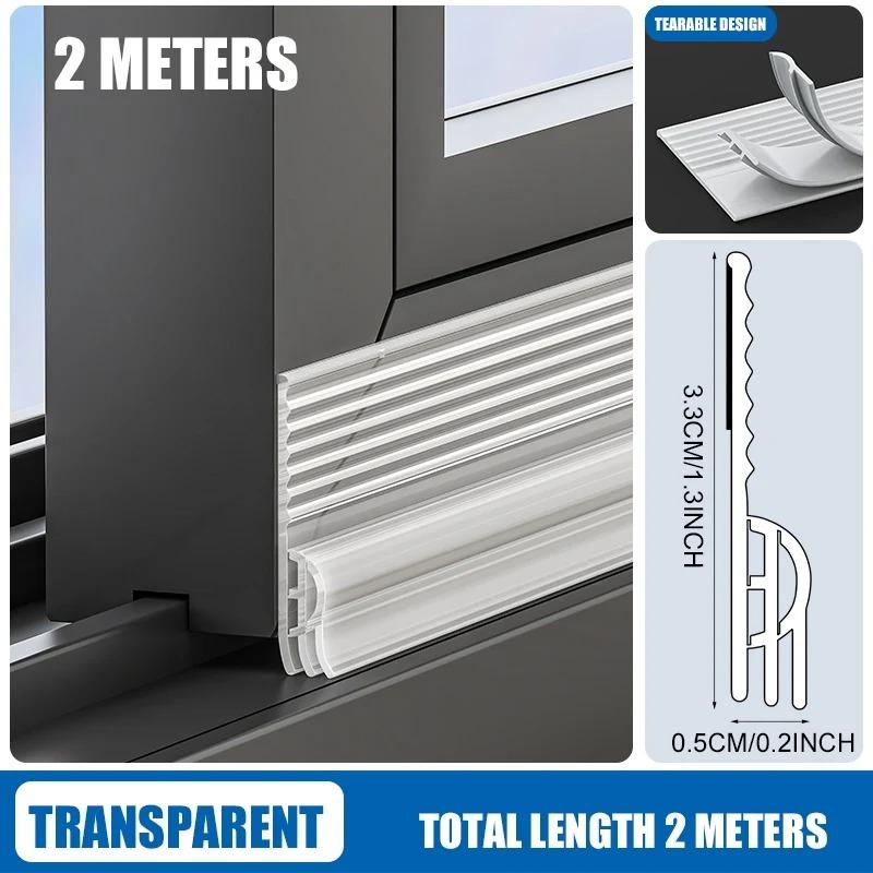 1PC 2m/78.74inch Anti-Cold Sliding Window Seal Strip Sound Insulation Self Adhesive Triple Windproof Door Under Adjustable Weath