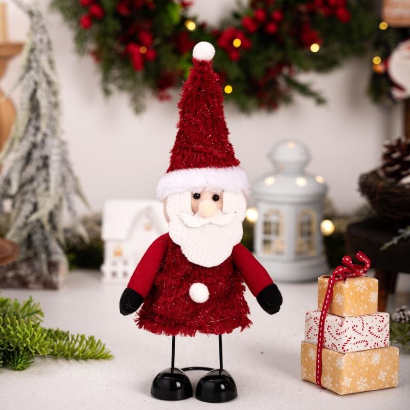 Weihnachtsthema Hüpfende Federbasis Schneemann Weihnachtsmann Ornament Für Feiertagstischplatte Regal Dekoration Set