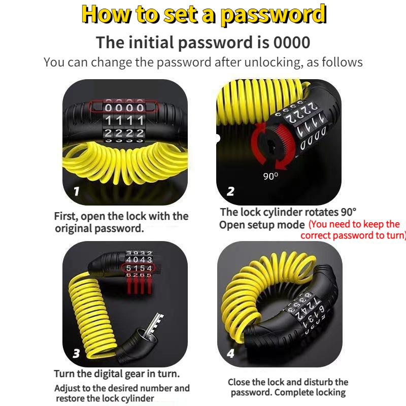 1 PC Universal Motorcycle Electric Cars Security Helmet Password Wire Lock Portable Anti-theft Road Bike Bicycle Locks