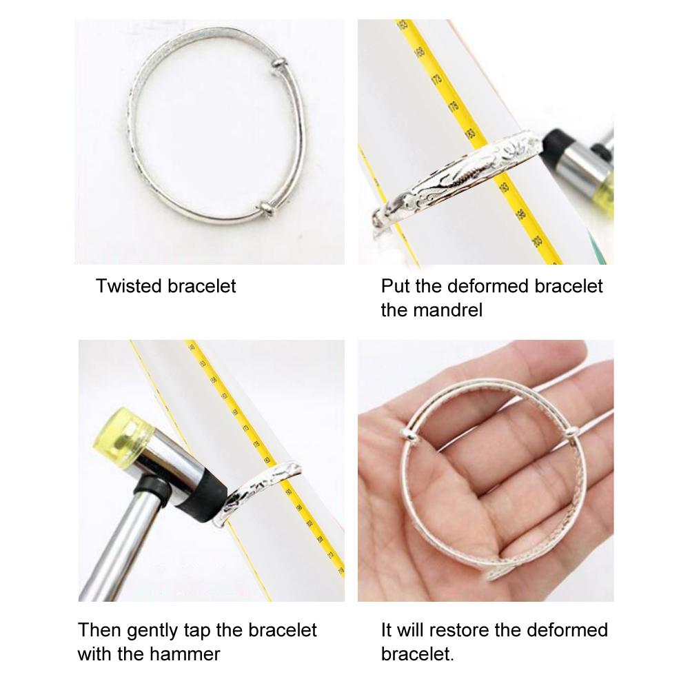 Bracelet Measuring Mandrel Plastic Stick Sizer & Jewelry Hammer Repairing Making Tools Set