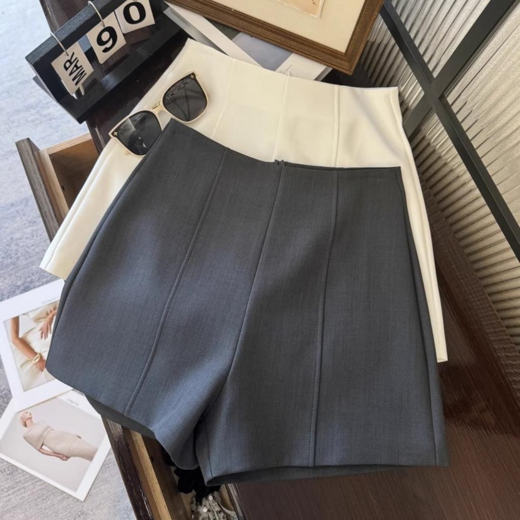 Women's Simple High Waist Shorts, Back Zipper Design, Casual Daily Commute & Dating Shorts