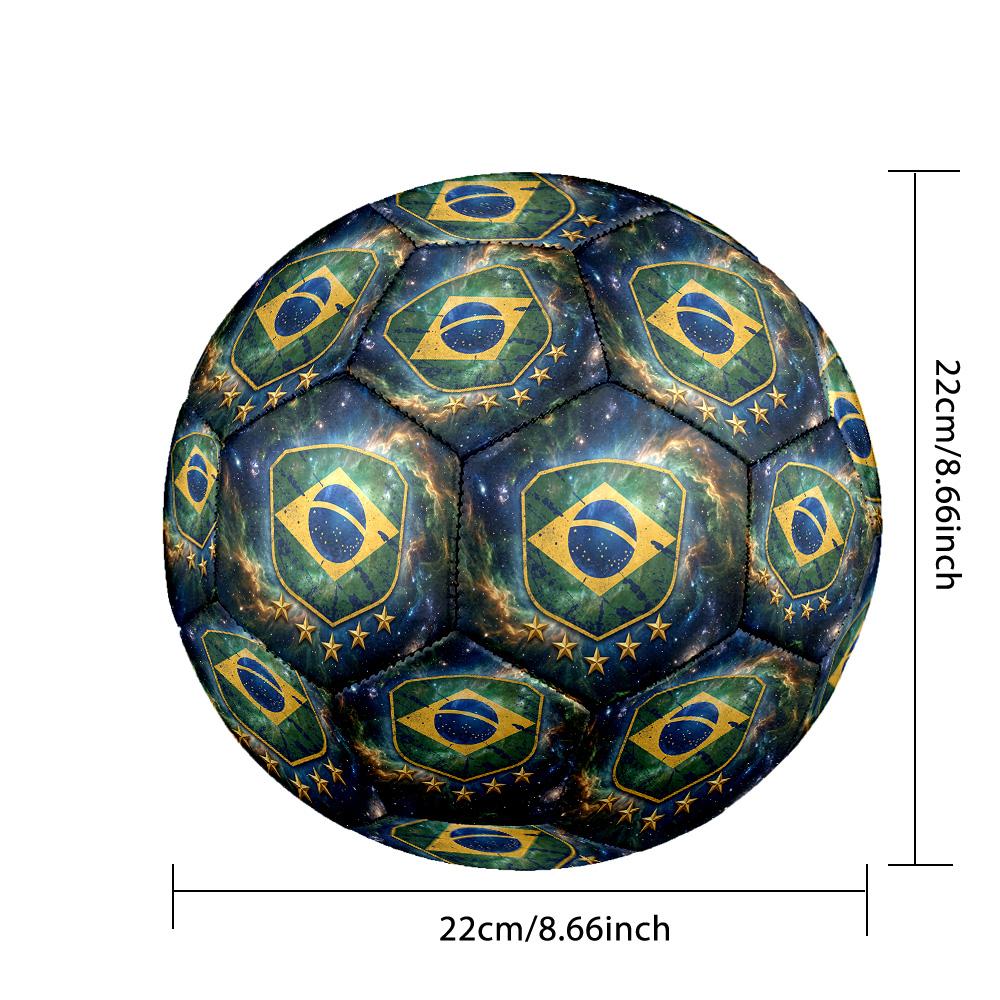 Brasilien Fußball Aufdruck Größe 5 Fußball Ball Verschleißfest Standard Erwachsenen Trainingsfußball Fan Geschenk für Indoor Outdoor Spiel Sport