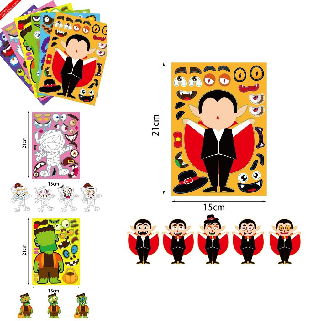 Colorful Xh061 Halloween Diy Pumpkin Puzzle Stickers For Kids Crafty Decor