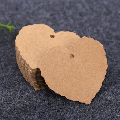 100pcs Heart Shaped Cards Blank Cards Label Kraft Paper Hanging Decoration Hand Gift Hanging Tag DIY Crafts