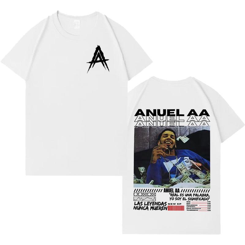 Rapper Anuel AA Real Hasta La Muerte 2025 Double Sided Print Harajuku T Shirts Men Women Fashion Tshirt Oversized Cozy Tshirts