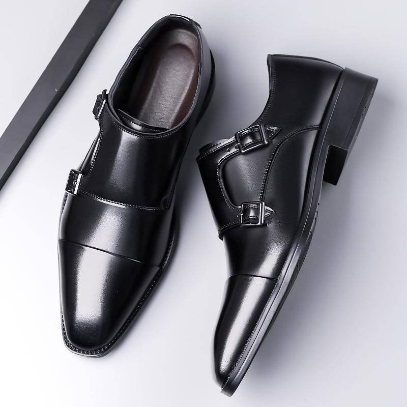 Fashion Elegantes Men's Slip on Loafers Simple Leather Casual Shoes Metal Buckle Male Oxford Shoes Thick Bottom Walking Shoes Sneakers