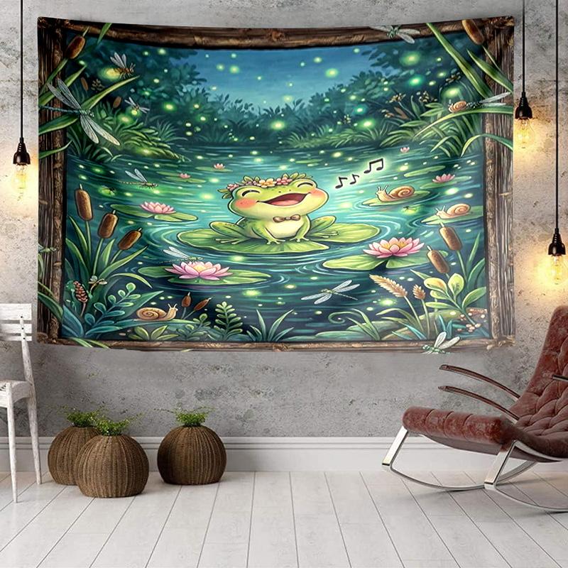 Frog In Top Hat Serenade Tapestry Room Decoration Wall Hanging for Living Room Bedroom, dormitory, Birthday and Christmas gifts
