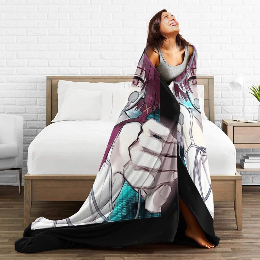 Super Soft BlanketKids Adult Camping Serial Experiments Lain Throw Blanket Flannel Bedspread For Couch Chair Sofa Bed Cover