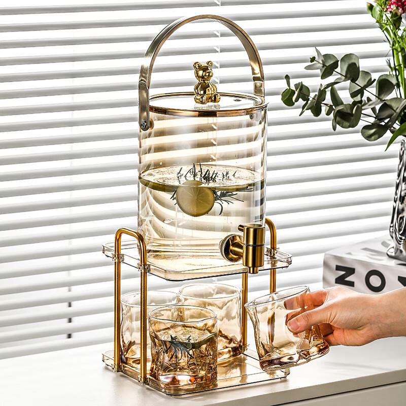 Nordic Glass Cold Water Pitcher with Faucet & Cup
