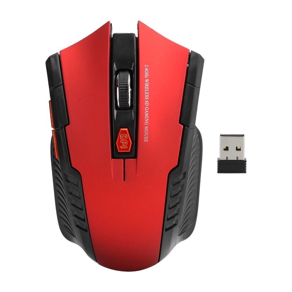 2.4G Wireless Wireless Mouse 3 Levels Adjustable 1600DPI Gaming Mouse 6 Buttons USB Receiver Ergonomic Mouse Desktop PC