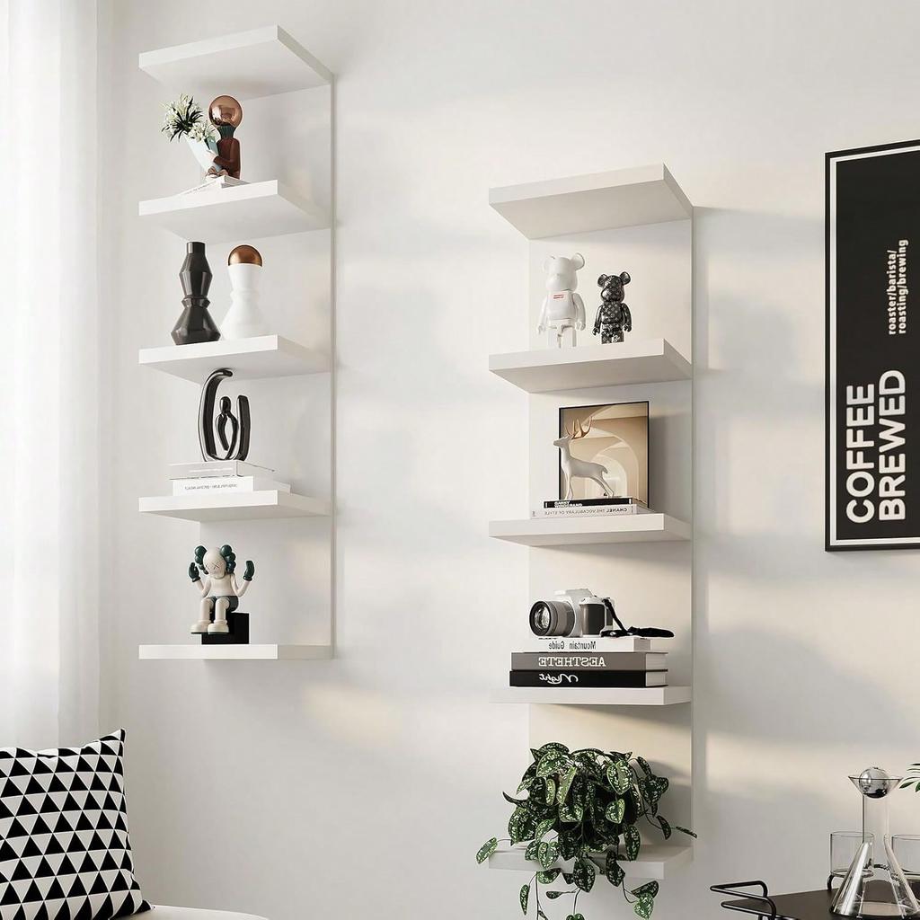 3/5-Tier Floating Wall Shelf Unit For Wall Decor & Makeup Vanity - White Narrow Cute Display Storage Shelf For Small Spaces
