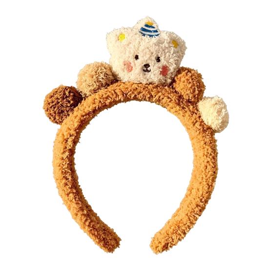 Colorful Lamb Headband Anti-Slip Soft Plush Face Washing Hair Pin Cartoon Bear Decor Makeup Hair Hoop