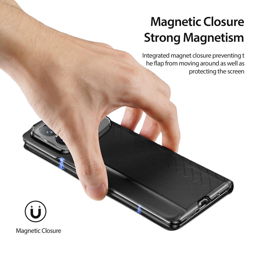 Pro Xiaomi Mix Fold 4 5G Magnetické pouzdro DUX DUCIS Bril Series Kůže+PC Kryt na telefon se stojánkem